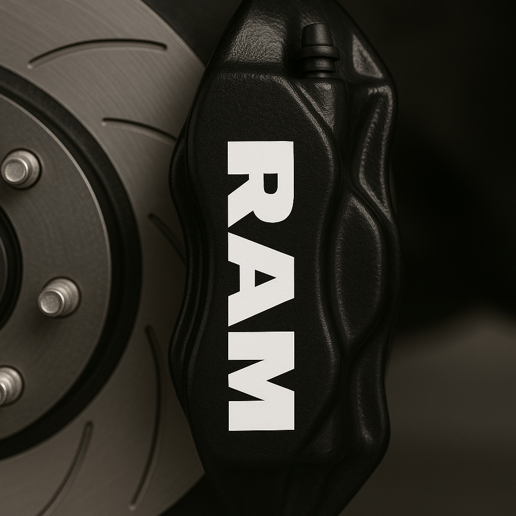 Dodge Ram Brake Caliper Decals – Universal Fit | Set of 8 (3" to 6") - sku-51737496584324-sku-51737496617092-sku-51737496649860-sku-51737496682628-sku-51737496715396-  DRIVEN - 2