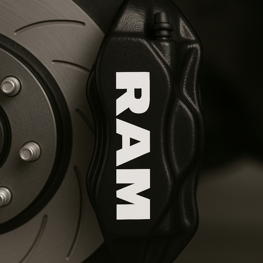 Dodge Ram Brake Caliper Decals – Universal Fit | Set of 8 (3" to 6") - sku-51737496584324-sku-51737496617092-sku-51737496649860-sku-51737496682628-sku-51737496715396-  DRIVEN - 2