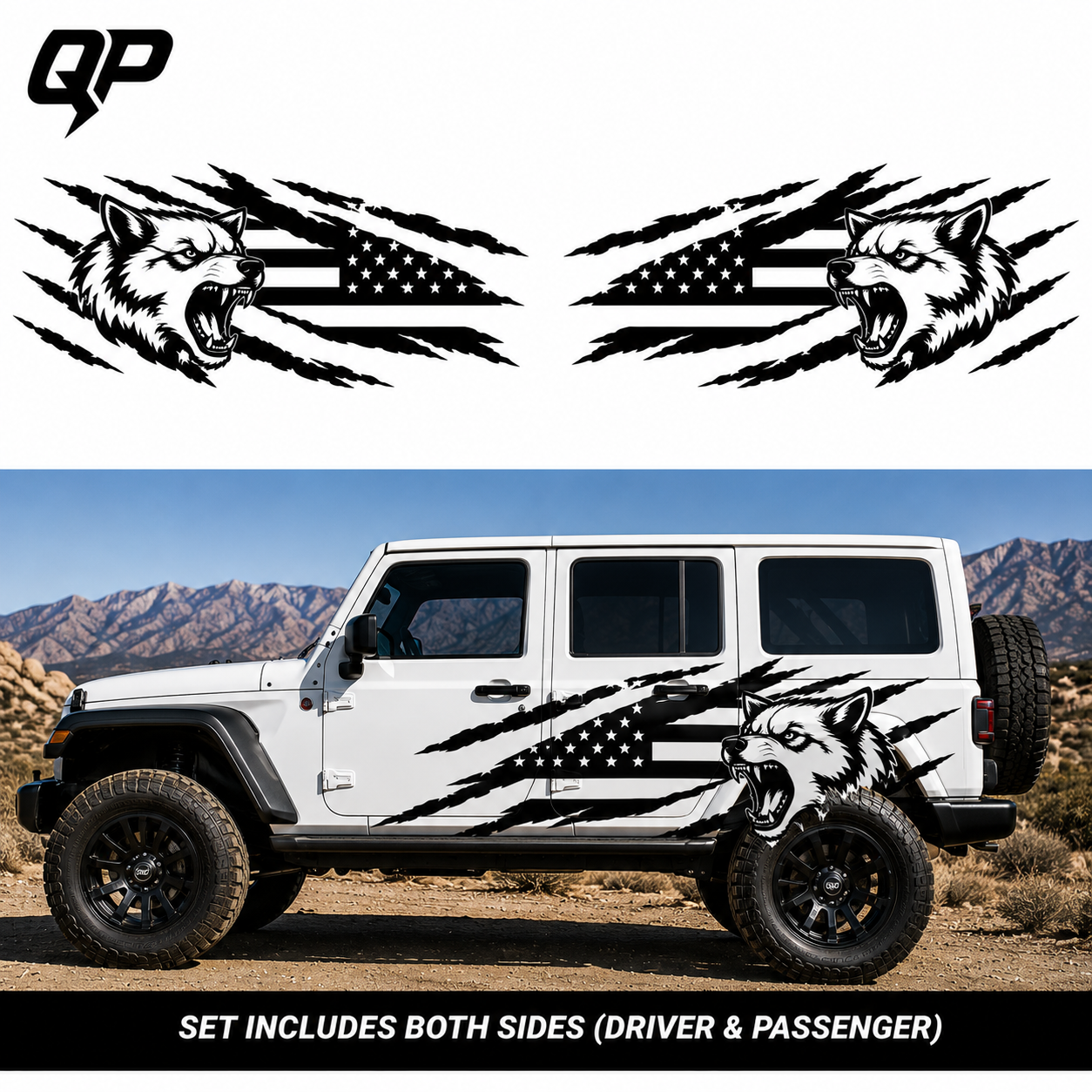 Wolf USA Vinyl Decal Set – Jeep Wrangler | Full Length Side Graphic