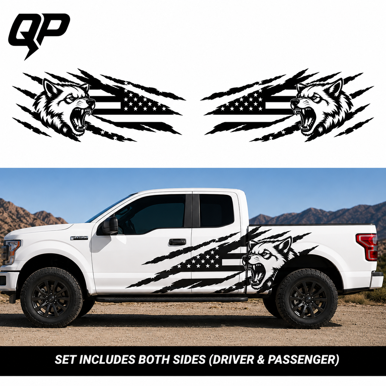 Wolf USA Vinyl Decal Set – Ford F-150 | Full Length Side Graphic