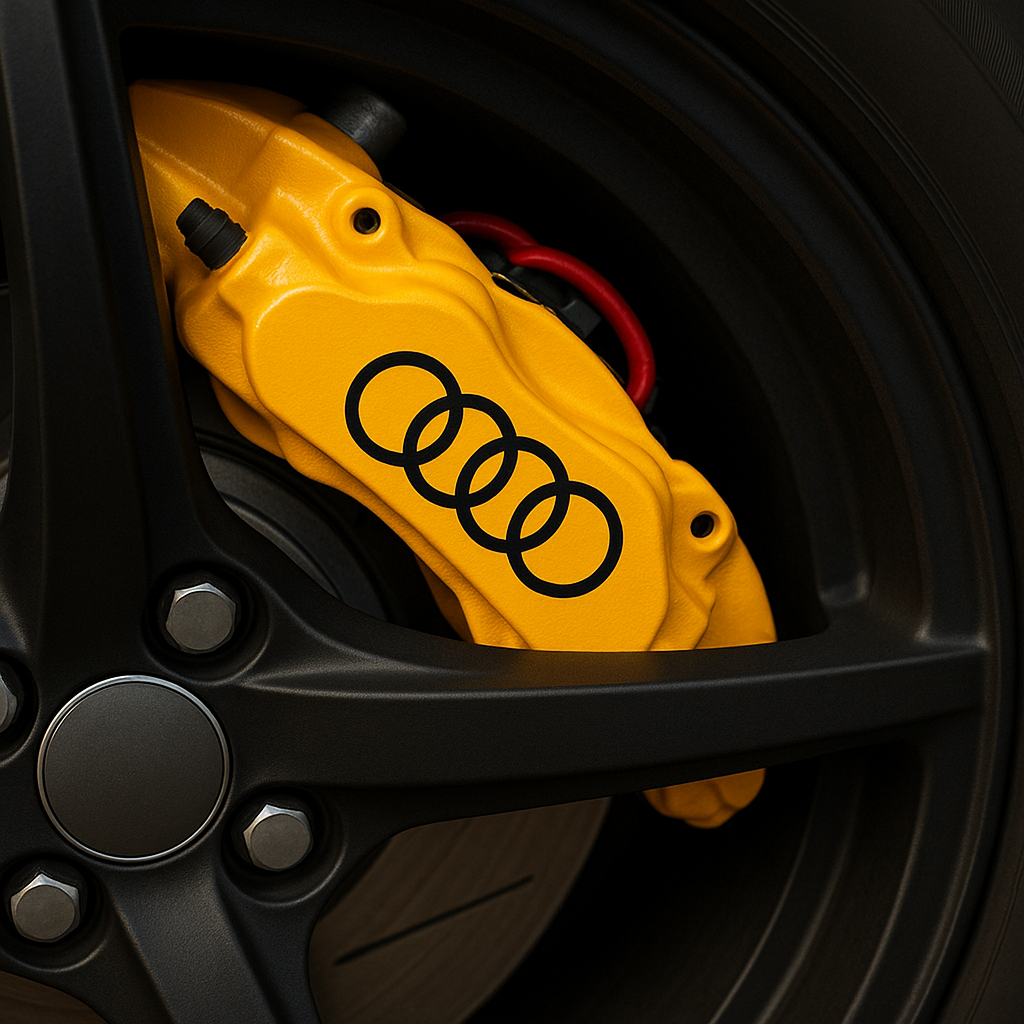 Audi Brake Caliper Decals – Universal Fit | Set of 8 (2 per Size, 3" to 6") - sku-51737474760836-sku-51737474793604-sku-51737474826372-sku-51737474859140-sku-51737474891908-  DRIVEN - 1