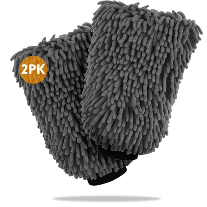 WASH&WHIPS |  Microfiber Chenille Car Cleaning Mitt - 2pk - MFH096-  DRIVEN - 1