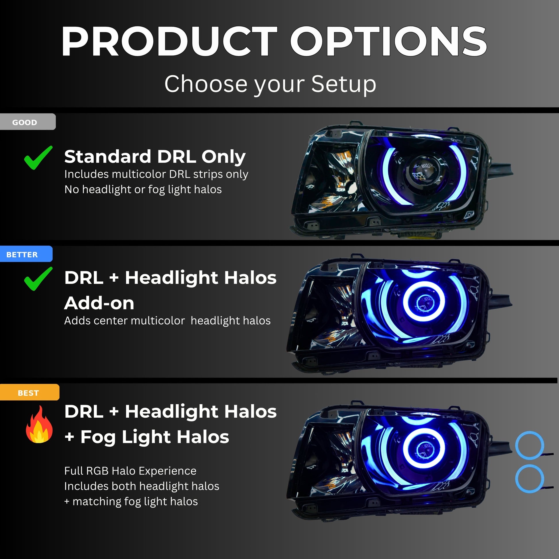 Chevrolet Camaro RS/SS RGBW DRL Boards (2010-2013) - F15 | A12 | P2   - BX1-F15 | C5 | B35 | A12 | P2   - BX3-F15 | C18 | B34 | A12 | P2   - BX3-F15 | C18 | C5 | B34 | B35 | A12 | P2   - BX4-  DRIVEN - 9