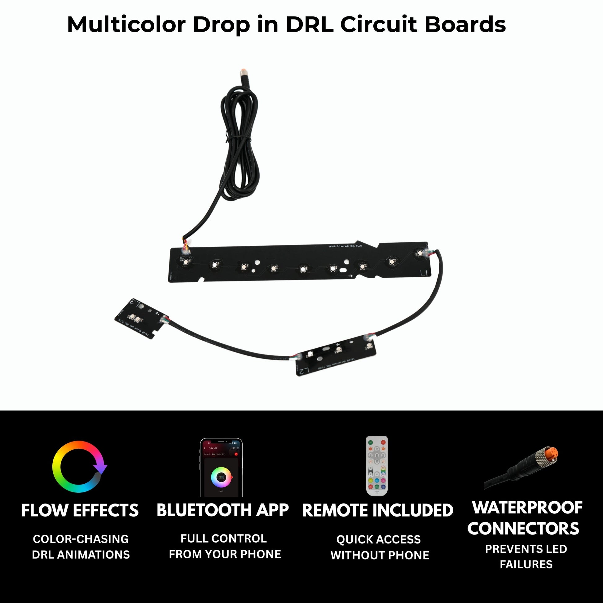 Chevrolet Silverado Multicolor Flow Series DRL Boards (2016-2018) - E5 | A20 | P2   - BX1-E5 | B13 | A20 | P2   - BX1-  DRIVEN - 2