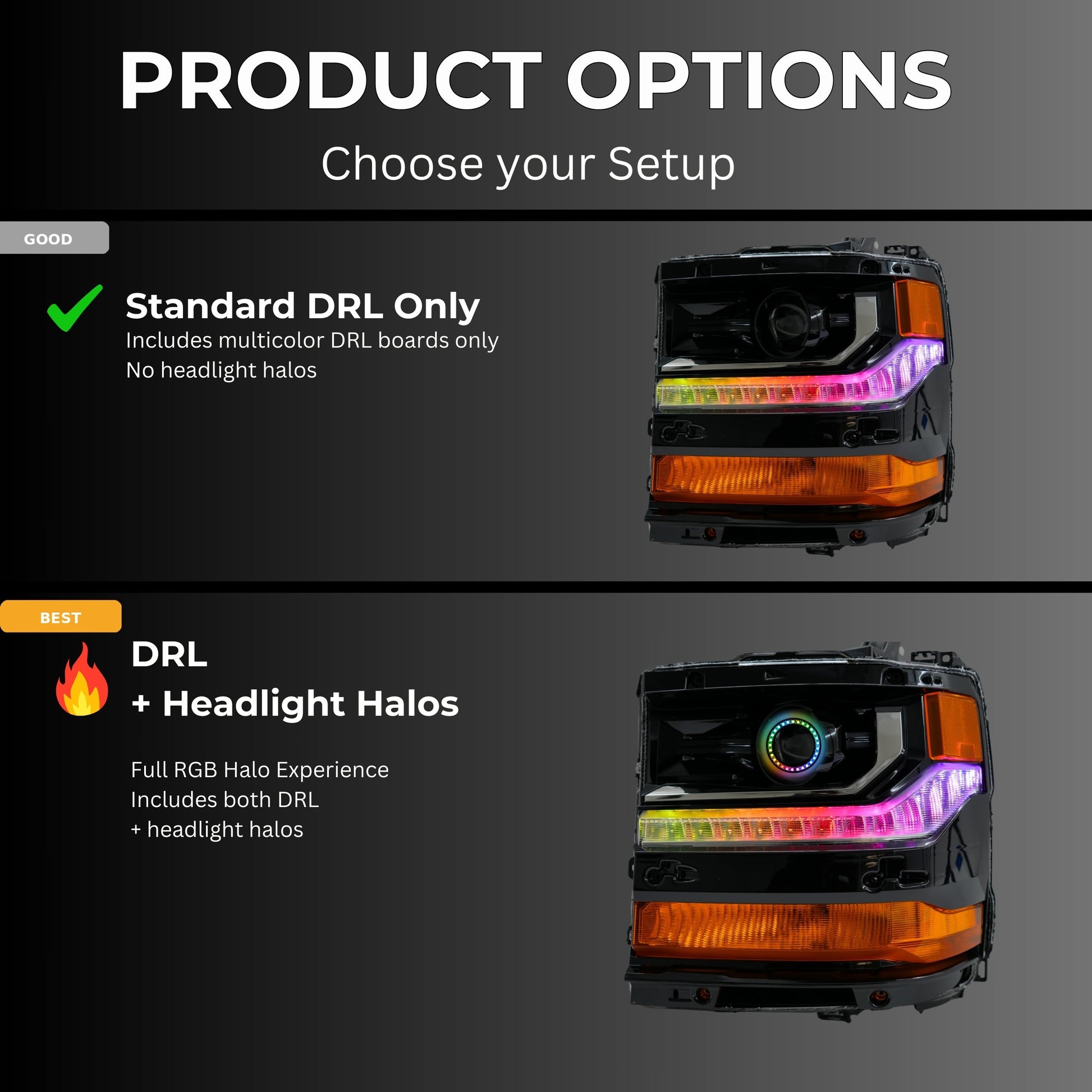 Chevrolet Silverado Multicolor Flow Series DRL Boards (2016-2018) - E5 | A20 | P2   - BX1-E5 | B13 | A20 | P2   - BX1-  DRIVEN - 7