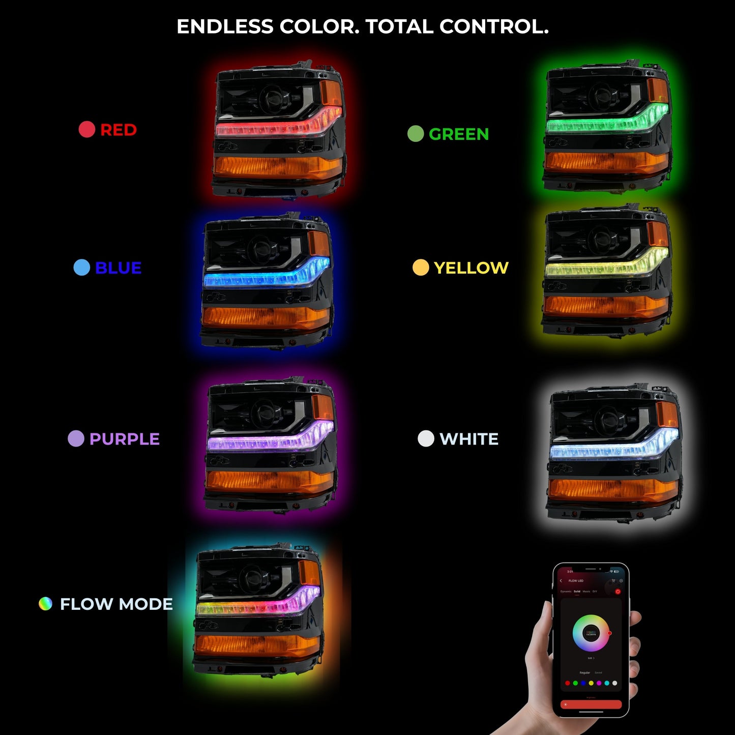 Chevrolet Silverado Multicolor Flow Series DRL Boards (2016-2018) - E5 | A20 | P2   - BX1-E5 | B13 | A20 | P2   - BX1-  DRIVEN - 8