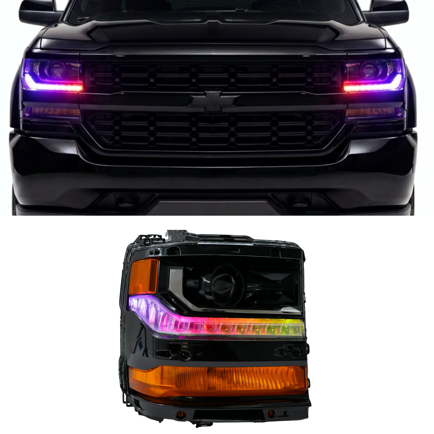 Chevrolet Silverado Multicolor Flow Series DRL Boards (2016-2018) - E5 | A20 | P2   - BX1-  DRIVEN - 1