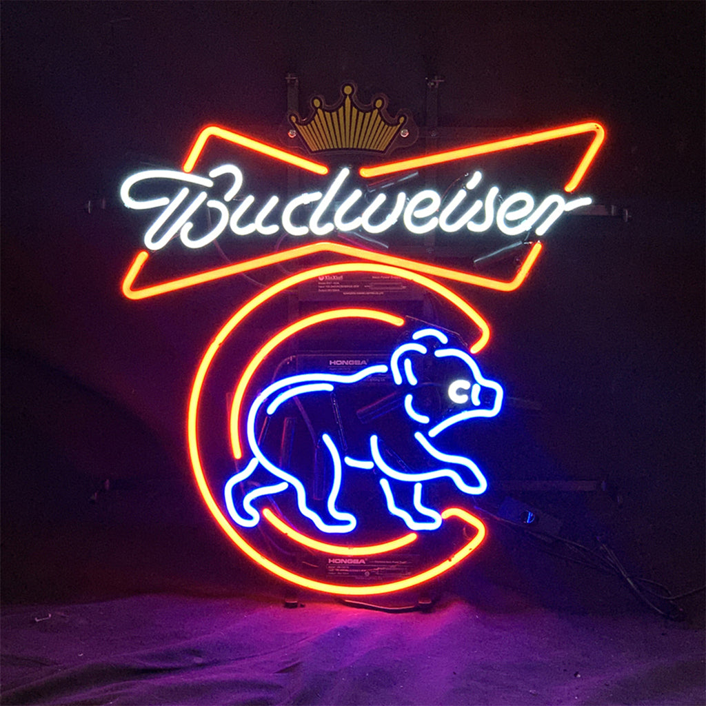 Chicago Cubs Budweiser Crown Neon Signs Light - MEX395-  DRIVEN - 1