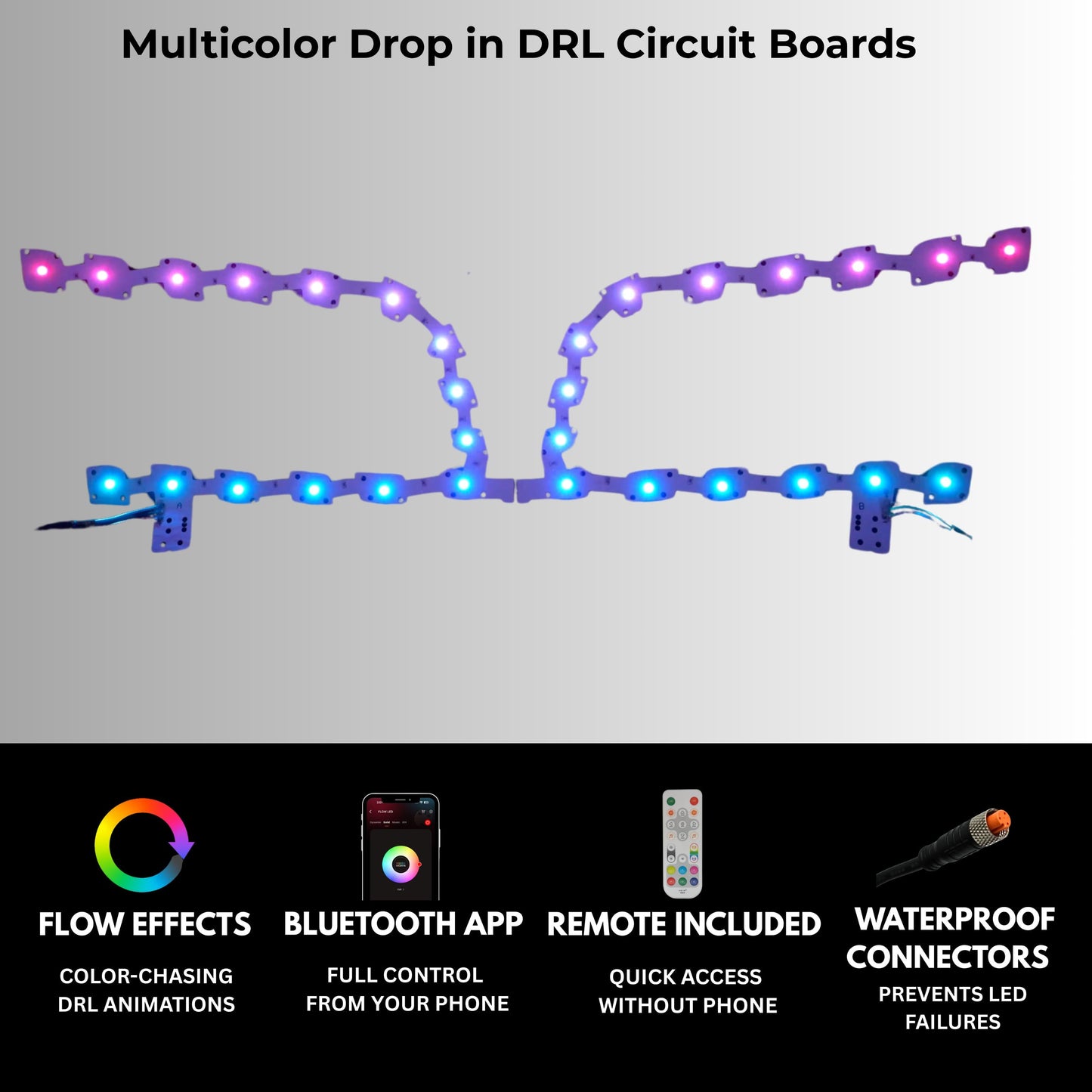 Chrysler 300 Multicolor DRL Boards (2011-2023) - F16 | A20 | P2   - BX3-F16 | B15| A20 | P2   - BX3-  DRIVEN - 2