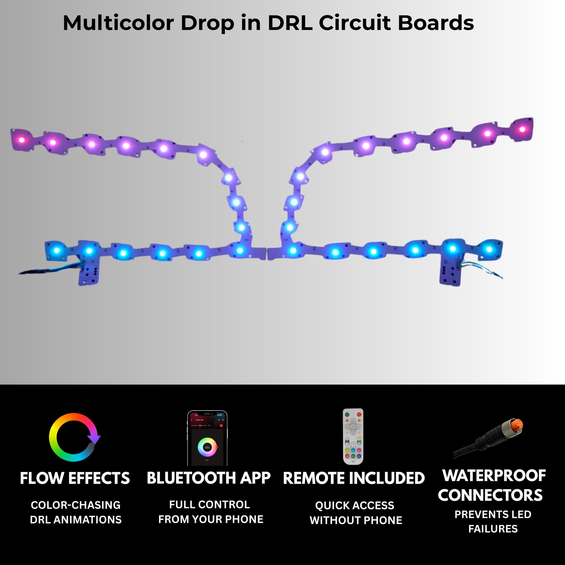 Chrysler 300 Multicolor DRL Boards (2011-2023) - F16 | A20 | P2   - BX3-F16 | B15| A20 | P2   - BX3-  DRIVEN - 2