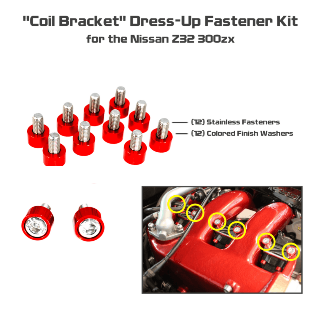 ZSPEC Coil Brackets Fastener Kit for '90-96 Nissan 300zx Z32, Stainless & Billet - ZSD-375323-ZSD-375330-ZSD-375347-ZSD-375354-ZSD-375361-  DRIVEN - 1