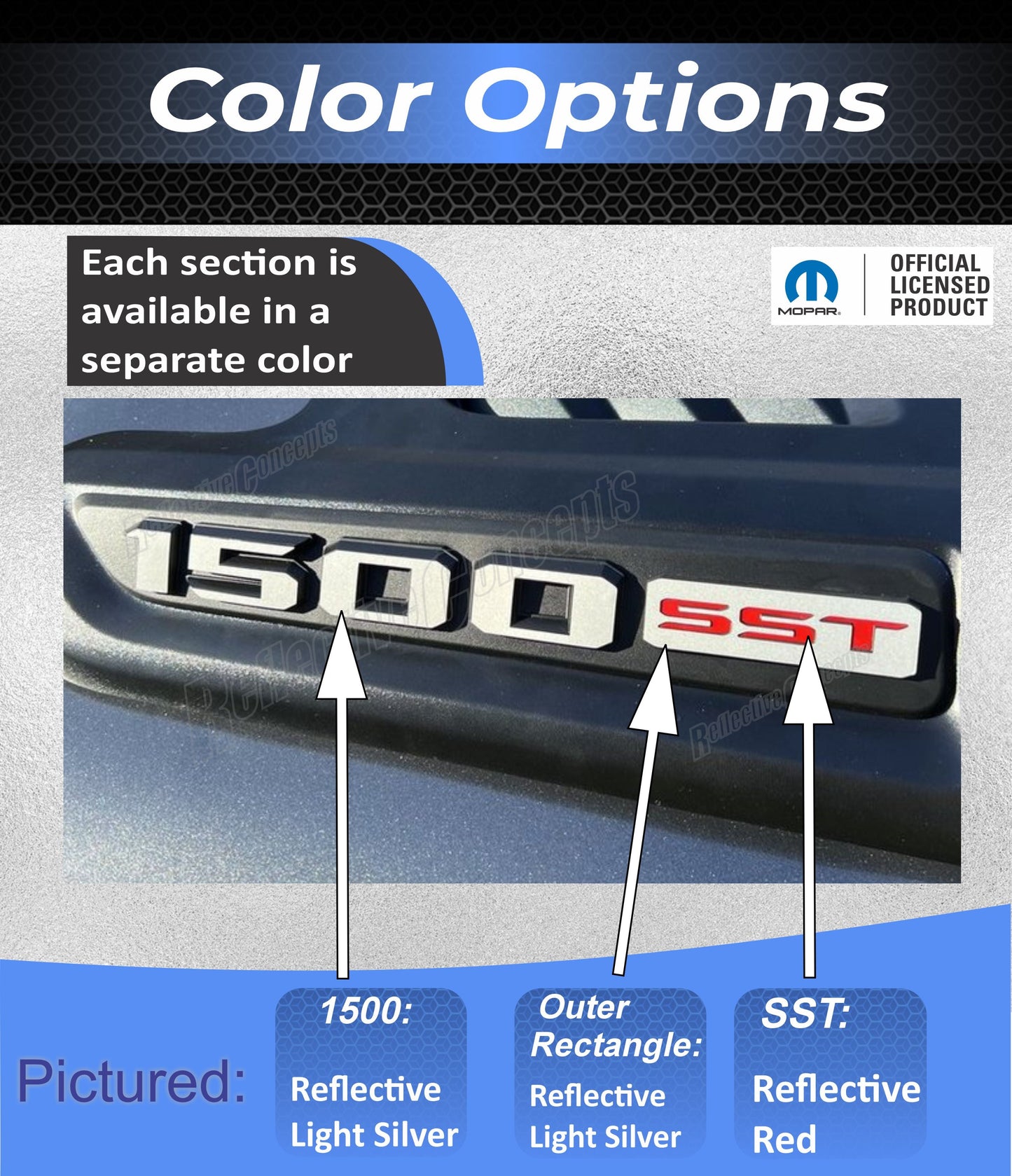 1500 SST Sport Performance Hood Emblem Overlay Decals - 2025 Laramie and Rebel - sku-46349164282043-  DRIVEN - 3