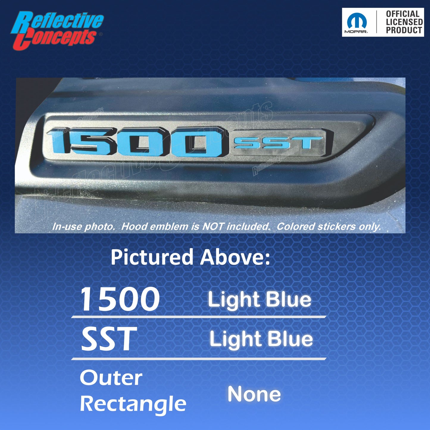 1500 SST Sport Performance Hood Emblem Overlay Decals - 2025 Laramie and Rebel - sku-46349164282043-  DRIVEN - 4