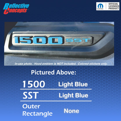 1500 SST Sport Performance Hood Emblem Overlay Decals - 2025 Laramie and Rebel - sku-46349164282043-  DRIVEN - 4