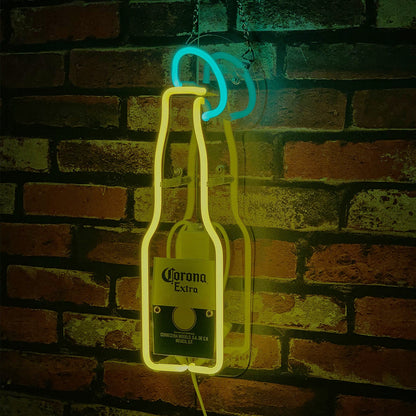 Corona Extra Bottle with Lime Neon Signs - TNXC073-  DRIVEN - 3