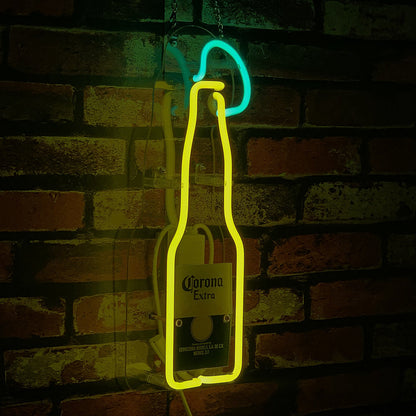 Corona Extra Bottle with Lime Neon Signs - TNXC073-  DRIVEN - 2