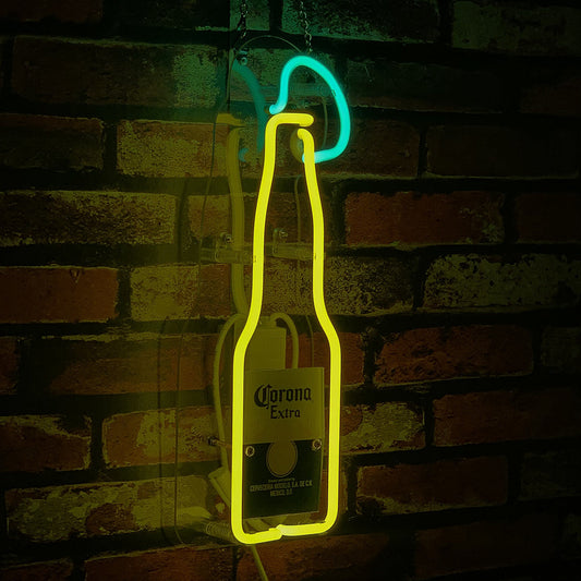 Corona Extra Bottle with Lime Neon Signs - TNXC073-  DRIVEN - 2