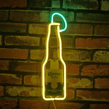 Corona Extra Bottle with Lime Neon Signs - TNXC073-  DRIVEN - 1