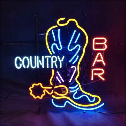 Country Bar with Cowboy Boot Neon Signs - ME617-  DRIVEN - 3