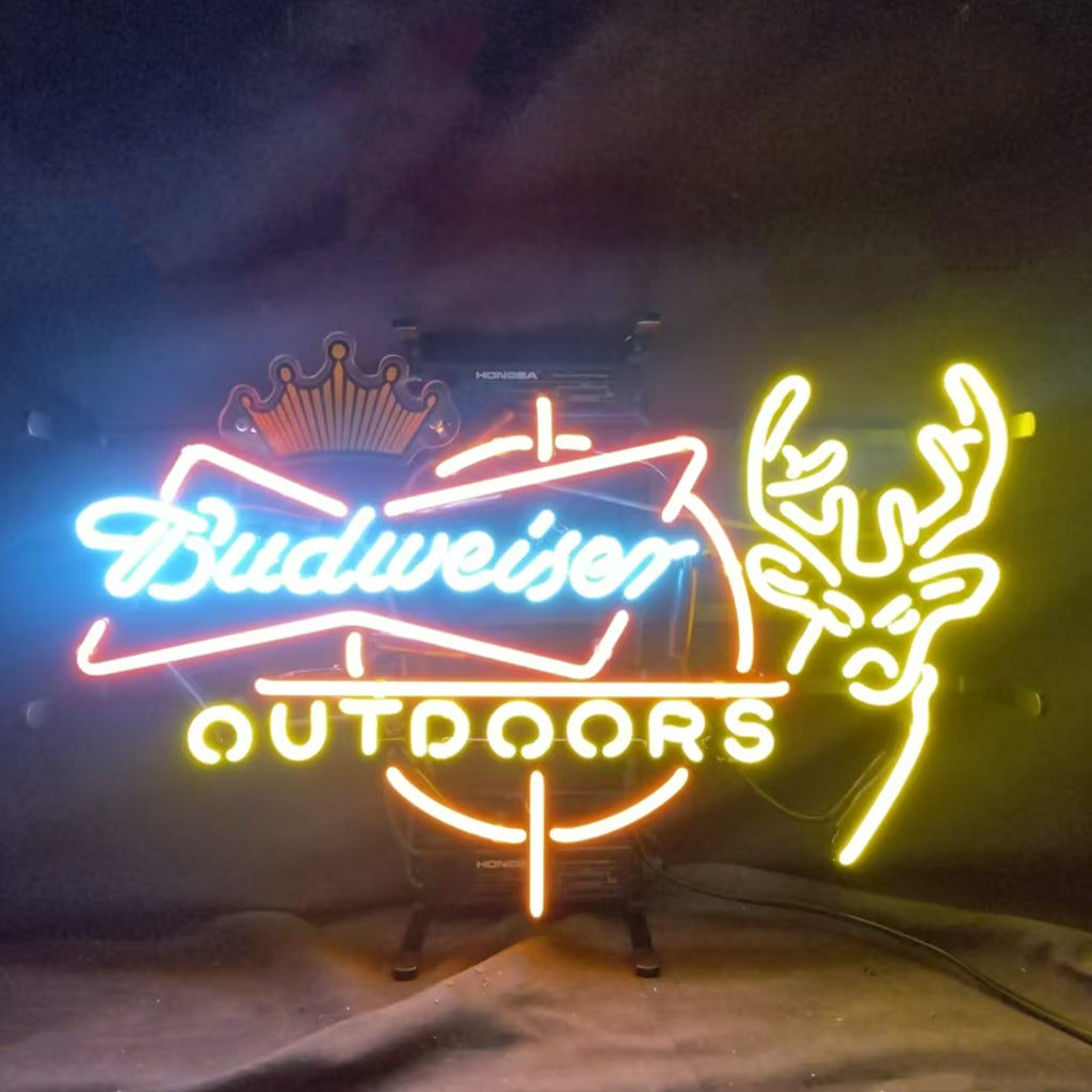 Budweiser Outdoors Deer with Crown Neon Signs - MA053-  DRIVEN - 1