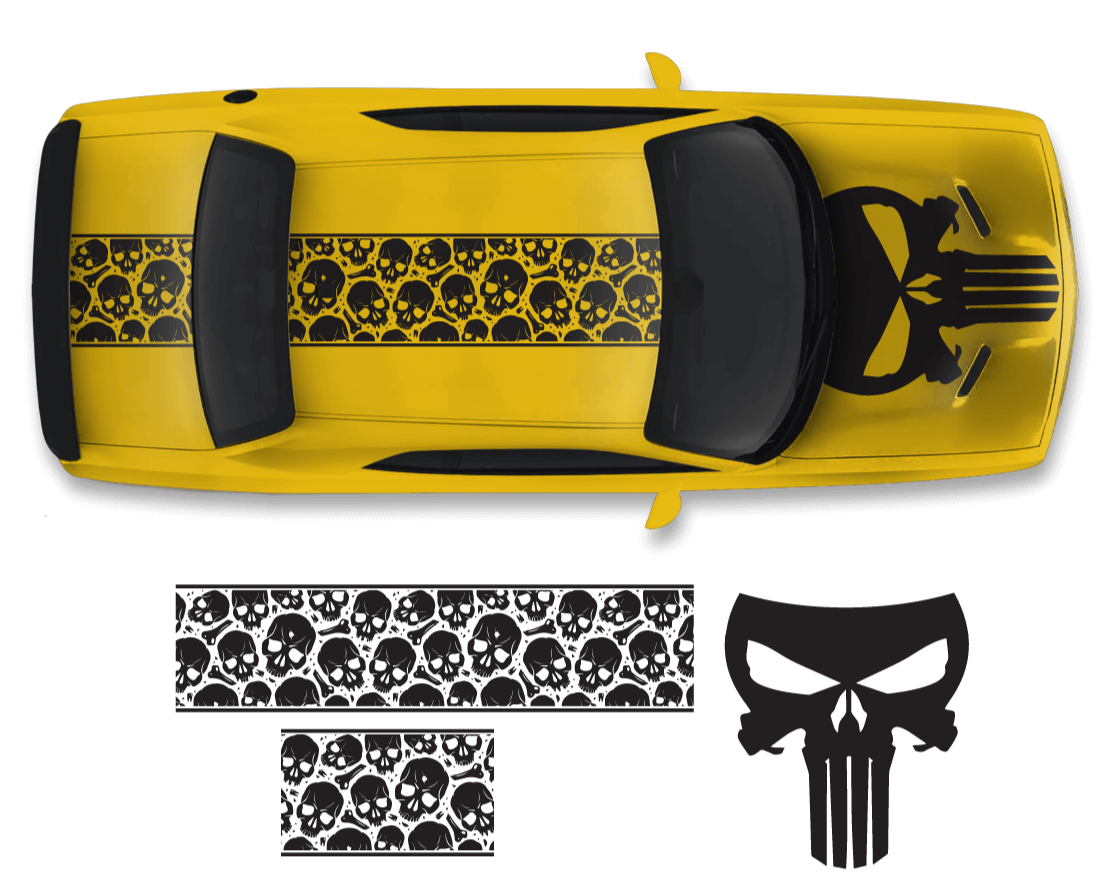 Dodge Challenger Top Skull Hood & Roof Graphics Kit (2011–2022) - sku-50951618101380-sku-50951618134148-sku-50951618166916-sku-50951618199684-sku-50951618232452-  DRIVEN - 2