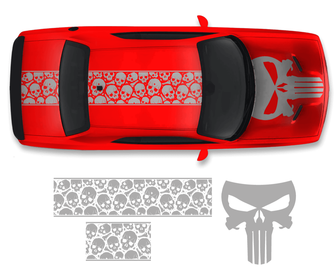 Dodge Challenger Top Skull Hood & Roof Graphics Kit (2011–2022) - sku-50951618101380-sku-50951618134148-sku-50951618166916-sku-50951618199684-sku-50951618232452-  DRIVEN - 3