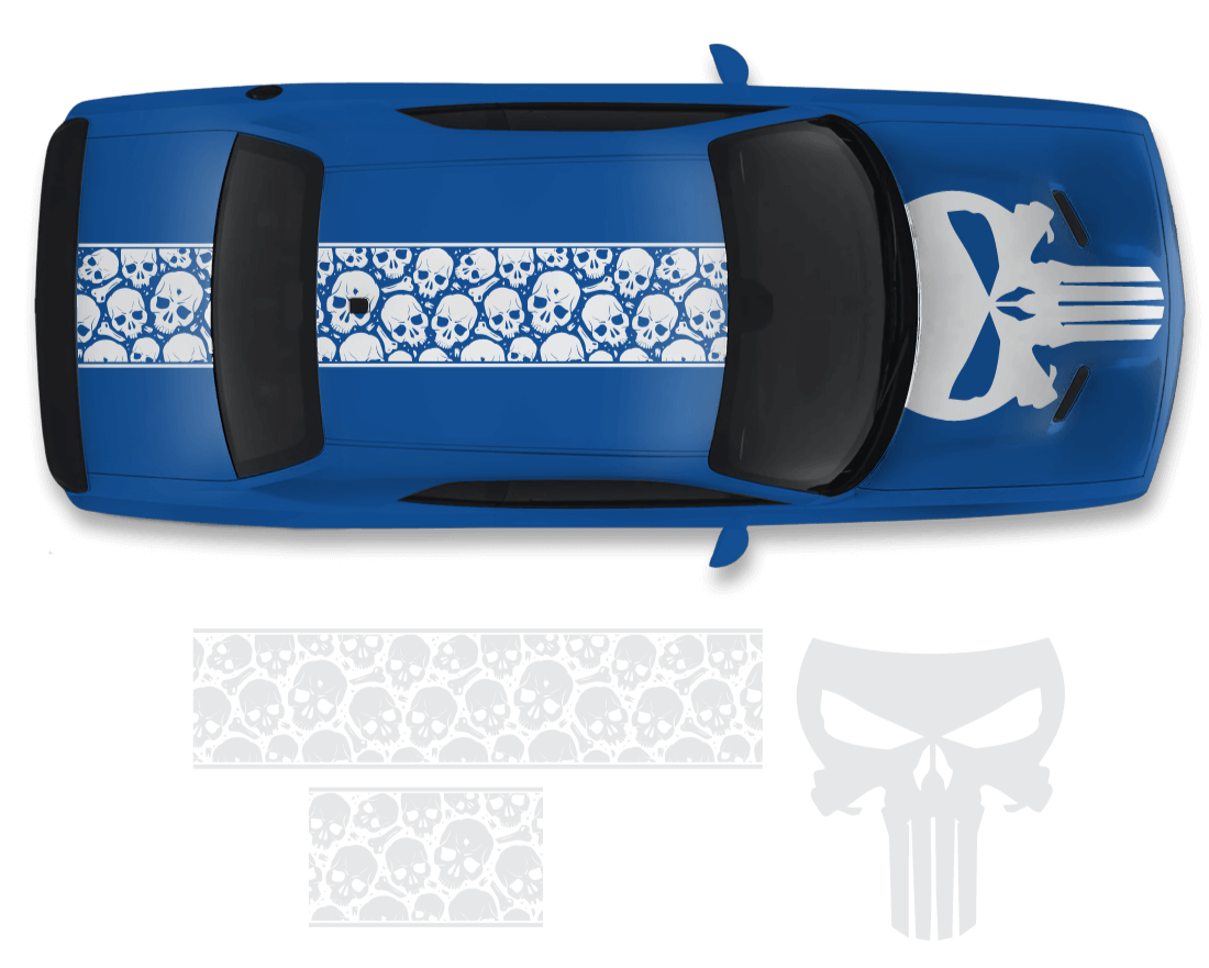 Dodge Challenger Top Skull Hood & Roof Graphics Kit (2011–2022) - sku-50951618101380-sku-50951618134148-sku-50951618166916-sku-50951618199684-sku-50951618232452-  DRIVEN - 4