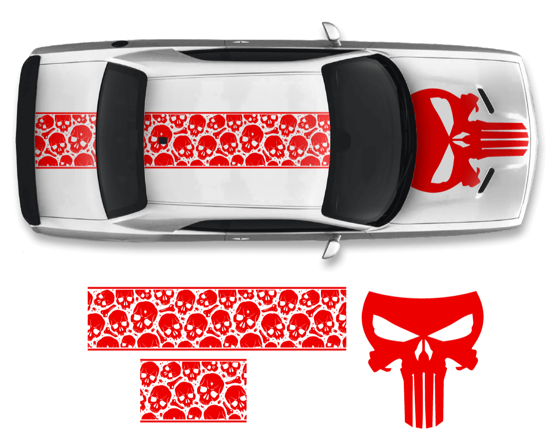 Dodge Challenger Top Skull Hood & Roof Graphics Kit (2011–2022) - sku-50951618101380-sku-50951618134148-sku-50951618166916-sku-50951618199684-sku-50951618232452-  DRIVEN - 6