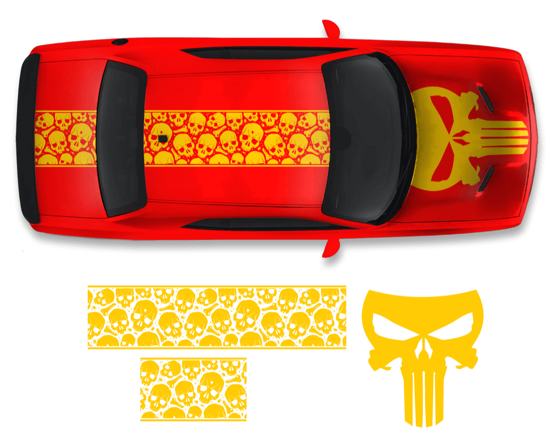 Dodge Challenger Top Skull Hood & Roof Graphics Kit (2011–2022) - sku-50951618101380-sku-50951618134148-sku-50951618166916-sku-50951618199684-sku-50951618232452-  DRIVEN - 7