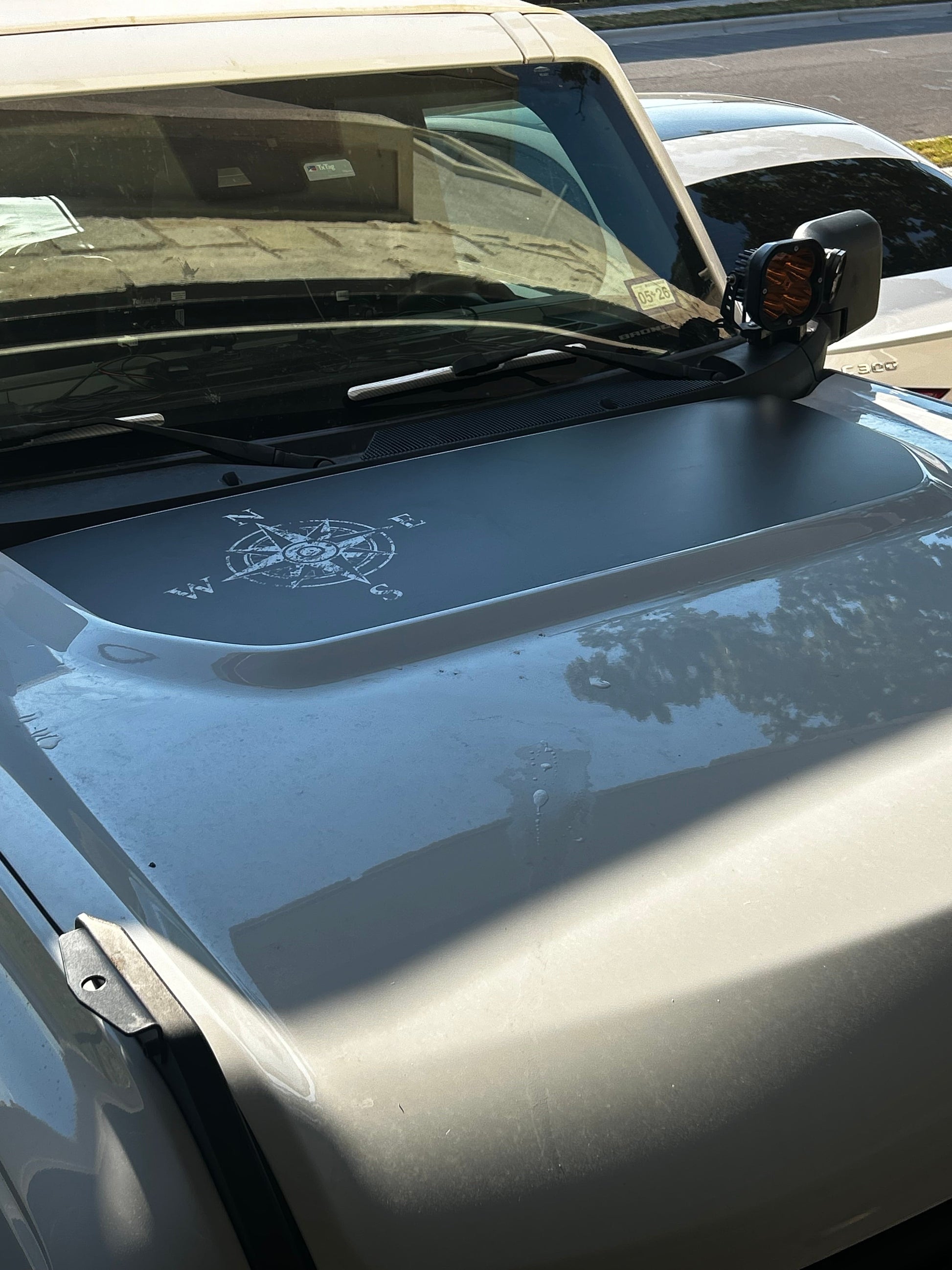 Stealth Black Compass Rose Hood Overlay (Printed Series) - 2021+ Bronco - 21BROTOPOBLKCR-21BROTOPOBLKCR-X2-21BROTOPOBLKCRW-21BROTOPOBLKCR-X2-21BROTOPOBLKCRB-  DRIVEN - 1