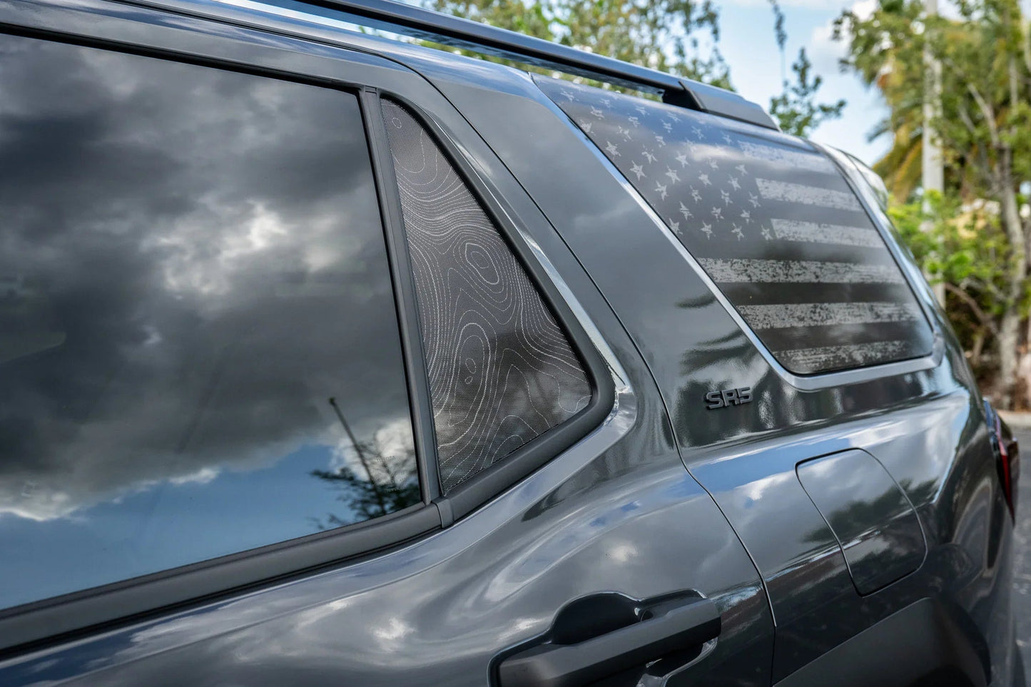 Topographic Rear Vent Window Overlay (Perforated) - 2025+ 4Runner - 25RUNWINPERF-RV-CG-25RUNWINPERF-RV-WH-25RUNWINPERF-RV-AG-25RUNWINPERF-RV-COOL-25RUNWINPERF-RV-DS-  DRIVEN - 1