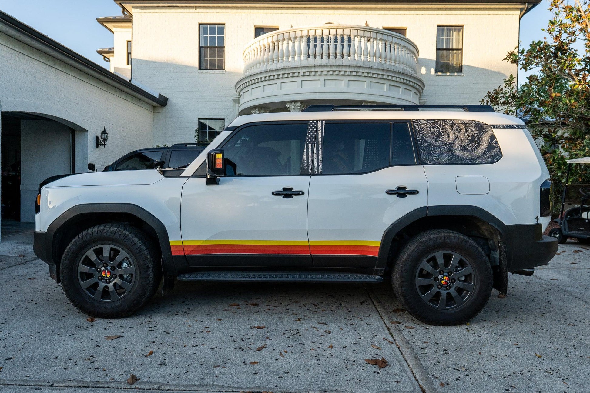 Topographic Rear Window Map Overlays V3 (Perforated) - 2024+ Land Cruiser - 24LCRWTOPOV3-HB-24LCRWTOPOV3-A51-24LCRWTOPOV3-CAR-24LCRWTOPOV3-CO-24LCRWTOPOV3-DS-  DRIVEN - 2