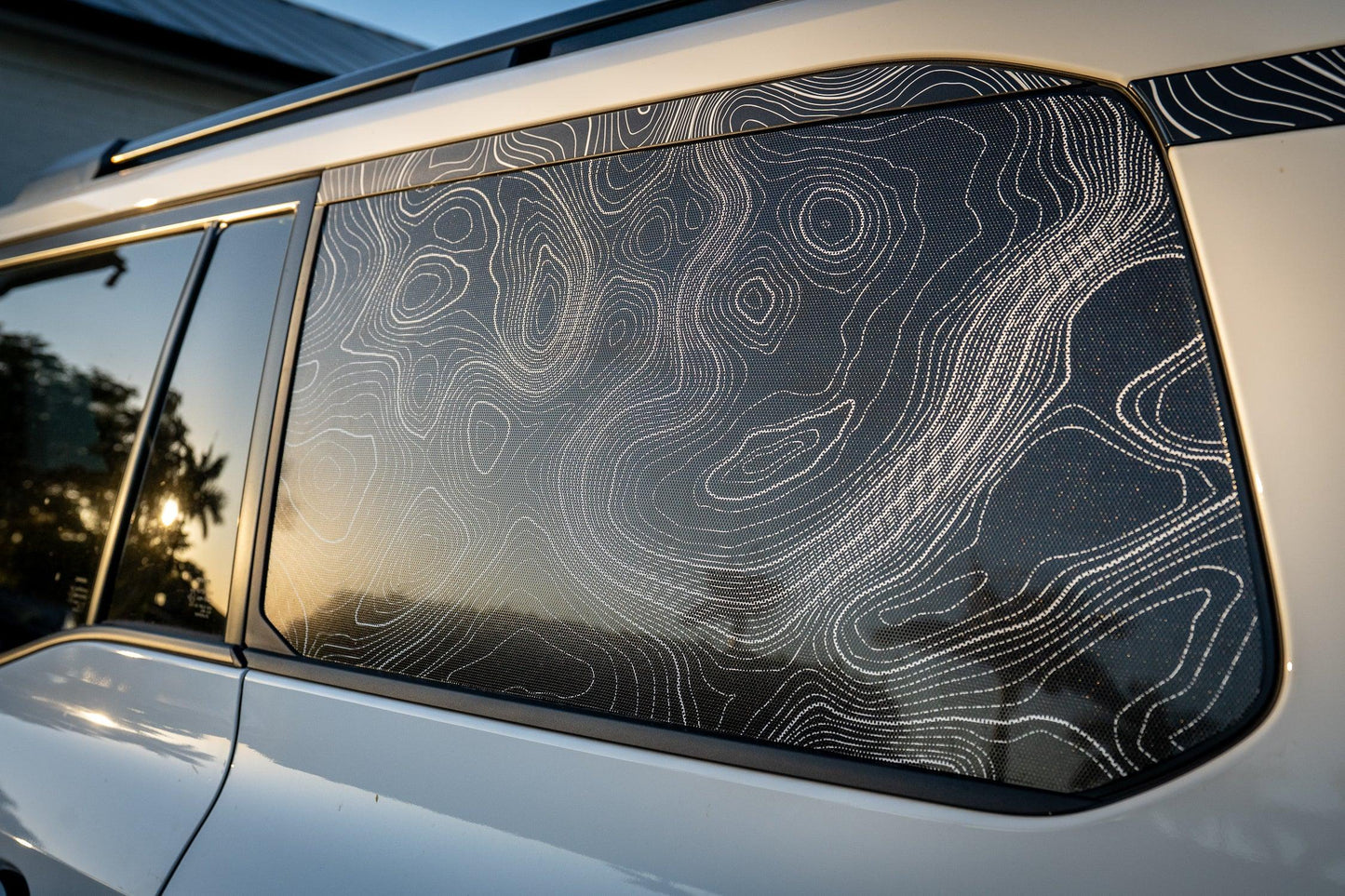 Topographic Rear Window Map Overlays V3 (Perforated) - 2024+ Land Cruiser - 24LCRWTOPOV3-HB-24LCRWTOPOV3-A51-24LCRWTOPOV3-CAR-24LCRWTOPOV3-CO-24LCRWTOPOV3-DS-  DRIVEN - 1