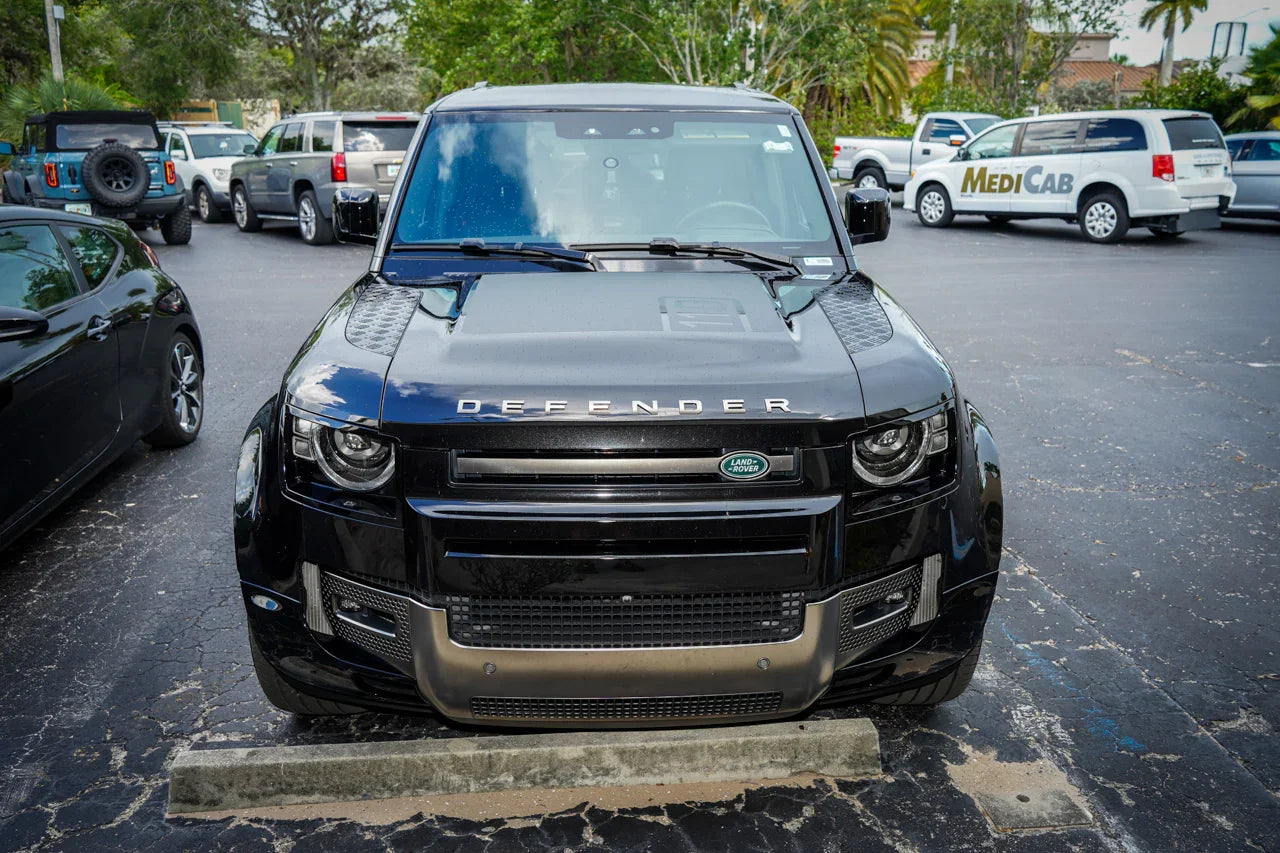 Defender 110 Hood / Bonnet Decal Overlay (Matte Black) - 2020+ Land Rover Defender 110 - 20LRDEFENDER110HD-MB-  DRIVEN - 2