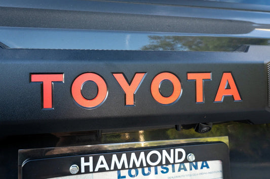 TOYOTA Emergency Reflective Rear Hatch Liftgate Emblem Overlays - 2025+ 4Runner - 24LC250-RTE-TOYOTA-WH-24LC250-RTE-TOYOTA-MB-24LC250-RTE-TOYOTA-BL-24LC250-RTE-TOYOTA-OR-24LC250-RTE-TOYOTA-PI-  DRIVEN - 1