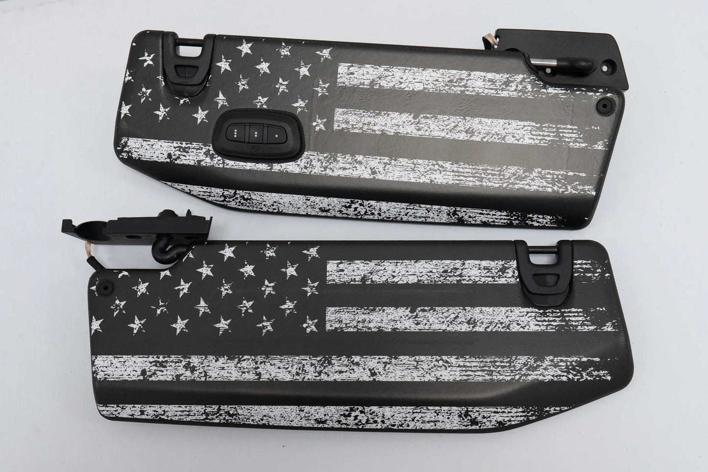 Freedom Series Sun Visor Overlays (Printed Series) - 2018+ Jeep Wrangler JL / Jeep Gladiator JT - JLVISORFULLFREE-RWBNHL-JLVISORFULLFREE-RWBHL-JLVISORFULLFREE-BWNHL-JLVISORFULLFREE-BWHL-JLVISORFULLFREE-TBLNHL-  DRIVEN - 1