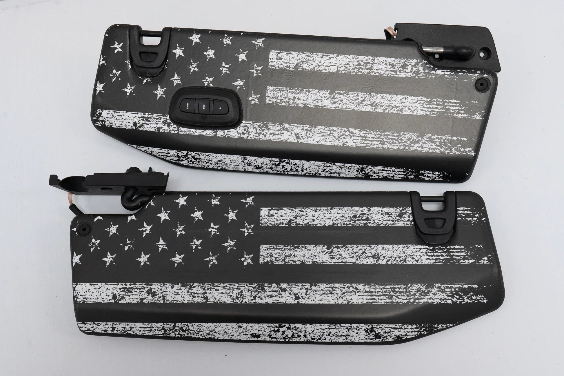 Freedom Series Sun Visor Overlays (Printed Series) - 2018+ Jeep Wrangler JL / Jeep Gladiator JT - JLVISORFULLFREE-RWBNHL-JLVISORFULLFREE-RWBHL-JLVISORFULLFREE-BWNHL-JLVISORFULLFREE-BWHL-JLVISORFULLFREE-TBLNHL-  DRIVEN - 1