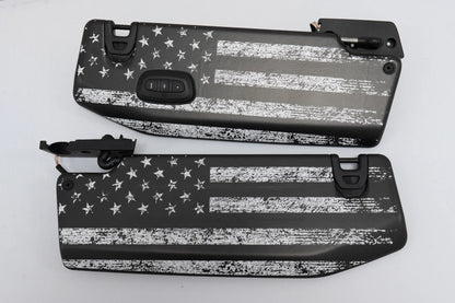 Freedom Series Sun Visor Overlays (Printed Series) - 2018+ Jeep Wrangler JL / Jeep Gladiator JT - JLVISORFULLFREE-RWBNHL-JLVISORFULLFREE-RWBHL-JLVISORFULLFREE-BWNHL-JLVISORFULLFREE-BWHL-JLVISORFULLFREE-TBLNHL-  DRIVEN - 1