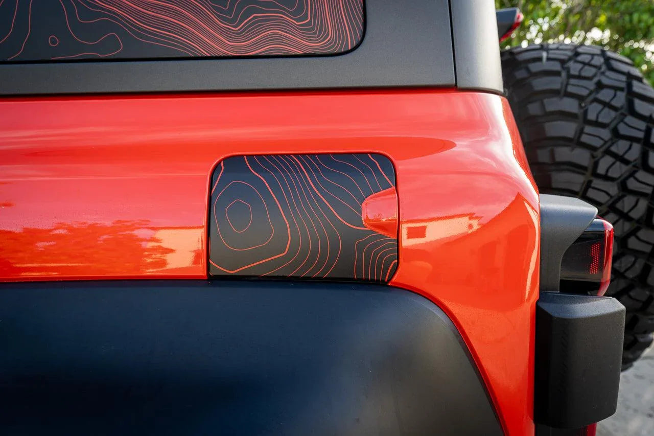 Printed Series Stealth Topo Fuel Door Overlay - 2021+ Bronco - 21BRONCOPRFUEL24-GEN-21BRONCOPRFUELRAP-GEN-21BRONCOPRFUEL24-GENBO-  DRIVEN - 4