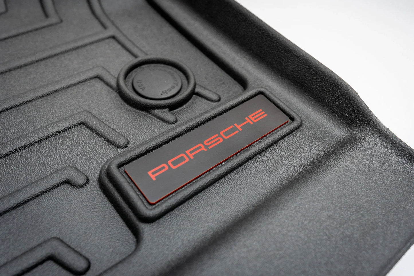 Porsche Logo Emblem for Weathertech All Weather Floor Mats (Single) - Porsche 911 Cayman Cayenne Boxter Macan Taycan - WTLOGOPORSCHE-RD-WTLOGOPORSCHE-SI-WTLOGOPORSCHE-CF-WTLOGOPORSCHE-BK-  DRIVEN - 1