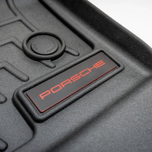 Porsche Logo Emblem for Weathertech All Weather Floor Mats (Single) - Porsche 911 Cayman Cayenne Boxter Macan Taycan - WTLOGOPORSCHE-RD-WTLOGOPORSCHE-SI-WTLOGOPORSCHE-CF-WTLOGOPORSCHE-BK-  DRIVEN - 1