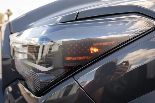 Distressed American Flag Front Sidemarker Overlays - 2024+ Tacoma / 2025+ 4Runner - 24TACONCOSMFRDS-DAFH-  DRIVEN - 1