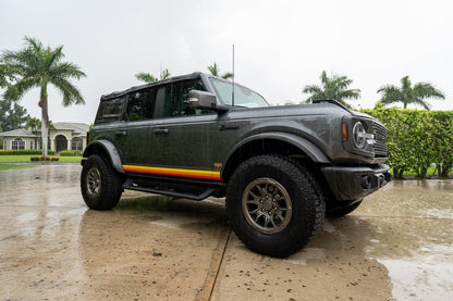 Badlands 5 Bar Retro Stripe Package (Hood, Lower Door Protection, Door Sills) - 2021+ Bronco - 21BRONCOBDTB-HOOD4-21BRONCOBDTB-HOOD2-21BRONCOBDTB-LDP4-21BRONCOBDTB-LDP2-21BRONCOBDTB-DS4-  DRIVEN - 2