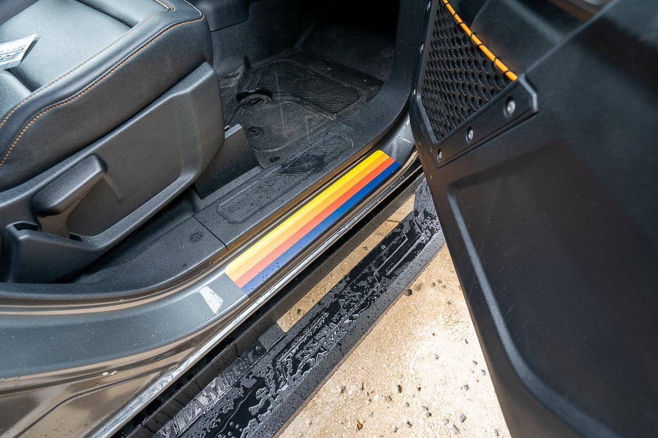 Badlands 5 Bar Retro Stripe Package (Hood, Lower Door Protection, Door Sills) - 2021+ Bronco - 21BRONCOBDTB-HOOD4-21BRONCOBDTB-HOOD2-21BRONCOBDTB-LDP4-21BRONCOBDTB-LDP2-21BRONCOBDTB-DS4-  DRIVEN - 8