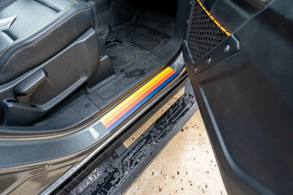 Badlands 5 Bar Retro Stripe Package (Hood, Lower Door Protection, Door Sills) - 2021+ Bronco - 21BRONCOBDTB-HOOD4-21BRONCOBDTB-HOOD2-21BRONCOBDTB-LDP4-21BRONCOBDTB-LDP2-21BRONCOBDTB-DS4-  DRIVEN - 8