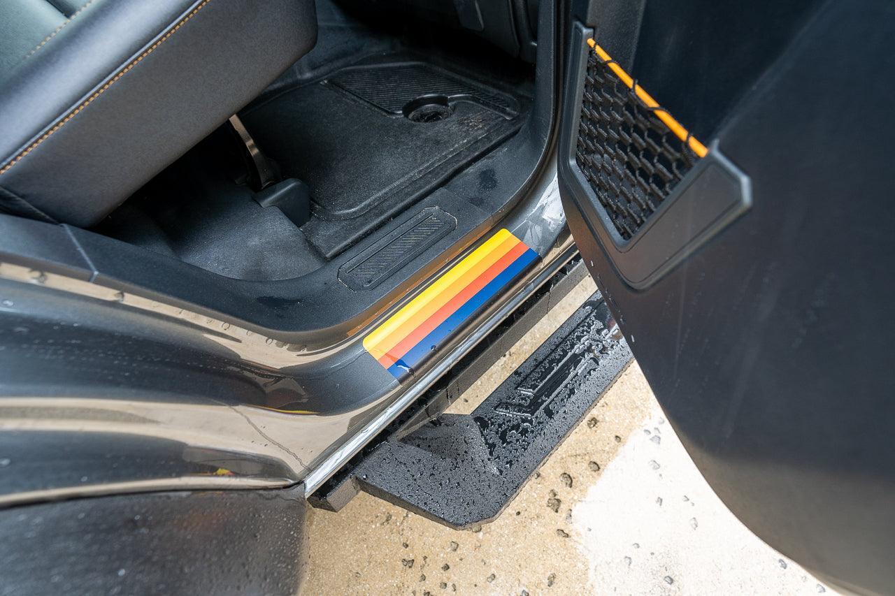 Badlands 5 Bar Retro Stripe Package (Hood, Lower Door Protection, Door Sills) - 2021+ Bronco - 21BRONCOBDTB-HOOD4-21BRONCOBDTB-HOOD2-21BRONCOBDTB-LDP4-21BRONCOBDTB-LDP2-21BRONCOBDTB-DS4-  DRIVEN - 9