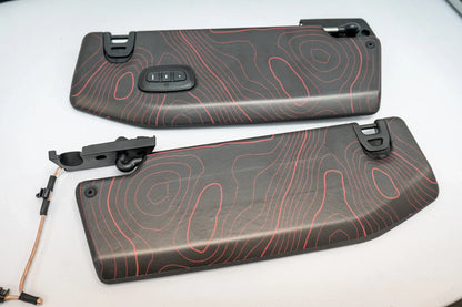 Topographic Map Sun Visor Overlays - 2018+ Jeep Wrangler JL / Jeep Gladiator JT - JLVISORFULLTP-RRNHL-JLVISORFULLTP-RRHL-JLVISORFULLTP-DDSNHL-JLVISORFULLTP-DDSHL-JLVISORFULLTP-SBNHL-  DRIVEN - 5