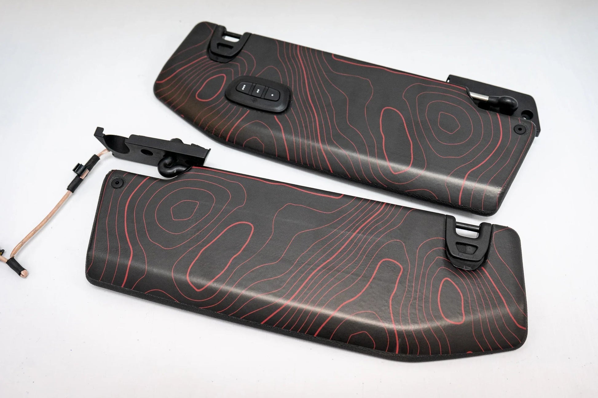 Topographic Map Sun Visor Overlays - 2018+ Jeep Wrangler JL / Jeep Gladiator JT - JLVISORFULLTP-RRNHL-JLVISORFULLTP-RRHL-JLVISORFULLTP-DDSNHL-JLVISORFULLTP-DDSHL-JLVISORFULLTP-SBNHL-  DRIVEN - 1