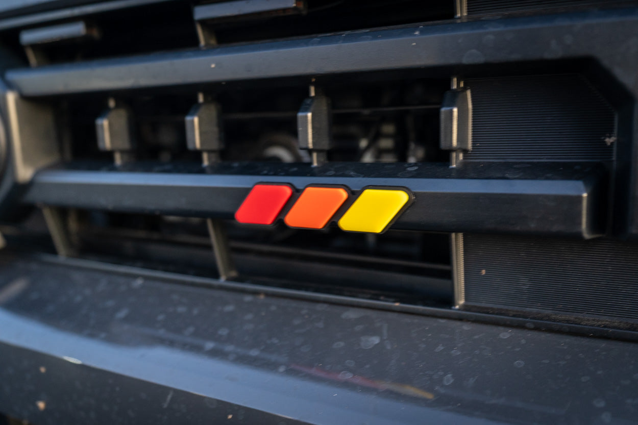 StickerFab Tri Color TRD Style Grille Emblem Version 2- 2024+ Tacoma / 2025+ 4Runner - 254SR5TRIBAR-ORANGE-254SR5TRIBAR-ORANGETP-sku-51541991063871-254SR5TRIBAR-SURFTP-  DRIVEN - 4