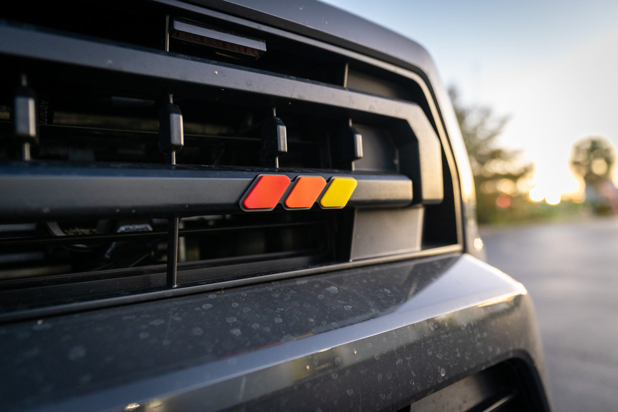 StickerFab Tri Color TRD Style Grille Emblem Version 2- 2024+ Tacoma / 2025+ 4Runner - 254SR5TRIBAR-ORANGE-254SR5TRIBAR-ORANGETP-sku-51541991063871-254SR5TRIBAR-SURFTP-  DRIVEN - 8